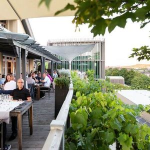 Abendveranstaltung im berühmten Weinberg Würzburger Stein: Ankommen, Entspannen, Genießen und Netzwerken beim gemeinsamen Abendessen auf der Terrasse vom Sternerestaurant Reises mit Blick über Würzburg(Bild:  Stefan Bausewein)