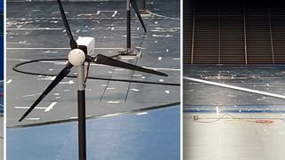 Im Windkanal wurden die Wechselwirkungen zwischen Windkraftanlagen mit Hilfe von Modellen erforscht. (Carlo L. Botasso/TUM)