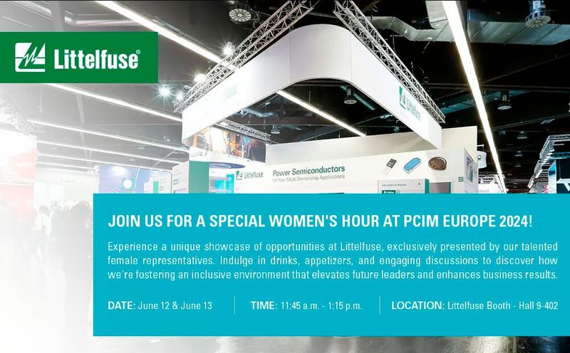 Littelfuse finden Sie in Halle 9, Stand 402 und abgesehen von den  Schutzprodukten, Sensoren und Leistungshalbleitern, die Littelfuse anbietet, etwa den FDA117 – Optically Isolated Photovoltaic Driver oder den IX4352NE Low-side SiC MOSFET and IGBT Driver, gibt es am Stand eine Besonderheit. Täglich findet von 11:45 bis 13:15 Uhr die Women’s Hour statt, in deren Rahmen Sie Anwendungs-, Qualitäts- und R&D-Ingenieurinnen kennenlernen können.  (Bild: Littelfuse)
