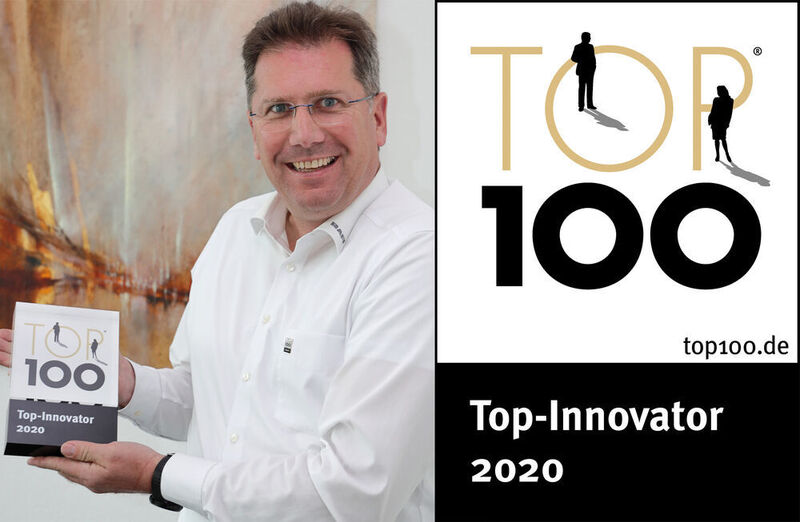 Offiziell eines der hundert innovativsten Unternehmen Deutschlands: Für Rafi nahm Eric Bulach, Leiter des Bereichs Strategie, Produkte und Märkte, die Top 100-Urkunde entgegen. (Rafi)