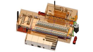 Konzeptionelle Darstellung der Schlammtrocknungsanlage, inklusive Peripherie (Huber)