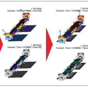 Reihenfolge der Kräfte und Verformungen des TRX Gestänges beim Annähern und Verlassen der Aufnahmeposition.