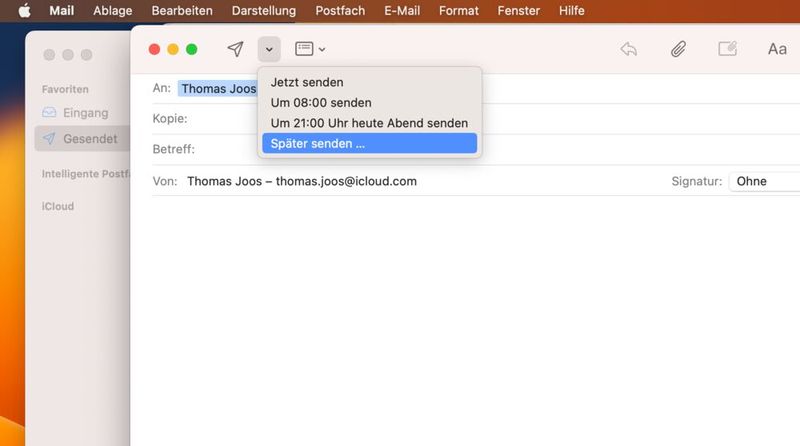 E-Mails lassen sich auch zeitverzögert versenden und zurückholen. (Bild: Joos)