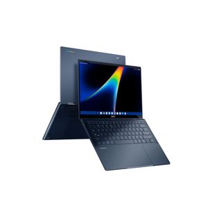 Das 14 Zoll große OLED-Touch-Display im Acer Googlebook 14 bietet eine Auflösung von 2.880 x 1.800 Pixel im 16:10-Format. Im Displaydeckel sitzt eine sogenannte Glowbar, die durch unterschiedliche Farben und Muster den Ladezustand oder die Aktivität von Gemini anzeigt.(Bild:  Acer)