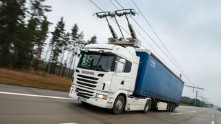 Scania testet bereits Oberleitungs-Lkw. (Scania)