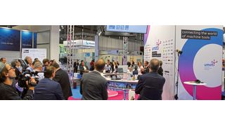 Auf einem zentralen Stand des VDW in Halle 9 können sich die Messebesucher über die Vorteile des Schnittstellenstandards Umati informieren. (Reinhold Schäfer)