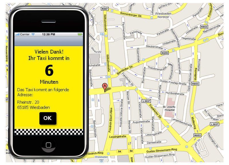 Abbildung 5: Sogar die Ankunftszeit des bestellten Taxis wird dem User zurückgespielt. (Archiv: Vogel Business Media)