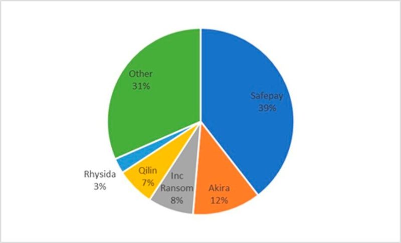 Aufschlüsselung der deutschen Opfer nach Ransomware-Gruppen (Bild: Check Point Software Technologies Ltd.)