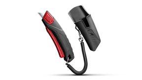 Das neue Gedore-Red-R93200023-Sicherheitsmesser verfügt über einen Griffkörper aus Aluminium und ein Holster mit Spiralkabel. (Bild: Gedore)