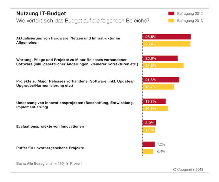 Die Budgets werden vor allem in Infrastrukturprojekte gesteckt. (Capgemini)