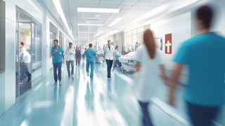 Bewegungen erkennen: Mit speziell trainierter Software zusammen mit Kamerasystemen lassen sich zuverlässig Bewegungen in Krankenhäusern erkennen. Selbst wenn viele Personen ähnliche Kleidung tragen. (Bild: Phongsri - stock.adobe.com / KI-generiert)