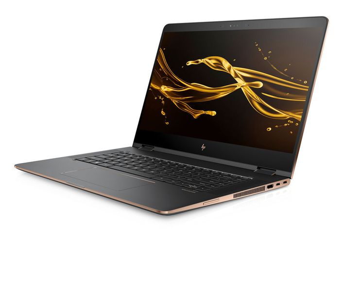 Das HP Spectre x360 ist mit einem 15,6-Zoll-4K-Touchscreen ausgetattet, der sich um 360 Grad umklappen läst. Zu den Schnittstellen zählt auch Thunderbolt 3. (HP)