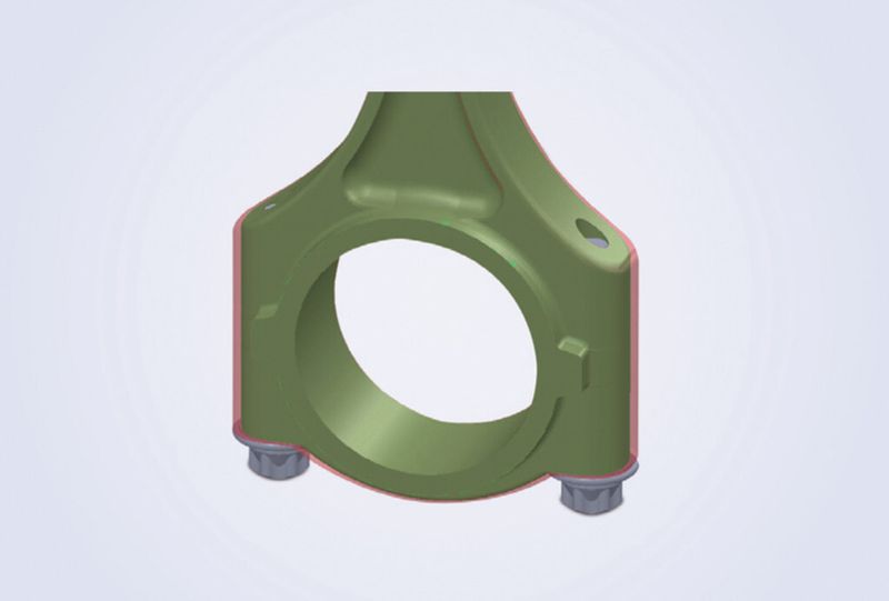 Bild 6: Geometrisches Einsparpotenzial durch Einsatz festerer Schrauben und Reduzierung des Schraubendurchmessers bei einem Pleuel. (Bild: Kamax Automotive)