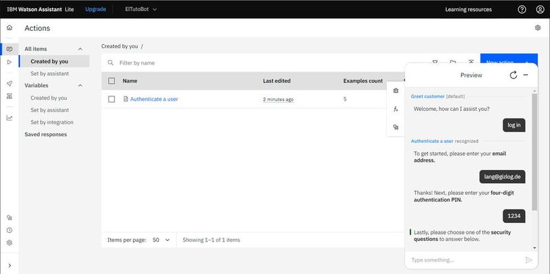 Authentifizierung per Watson-Chat.
