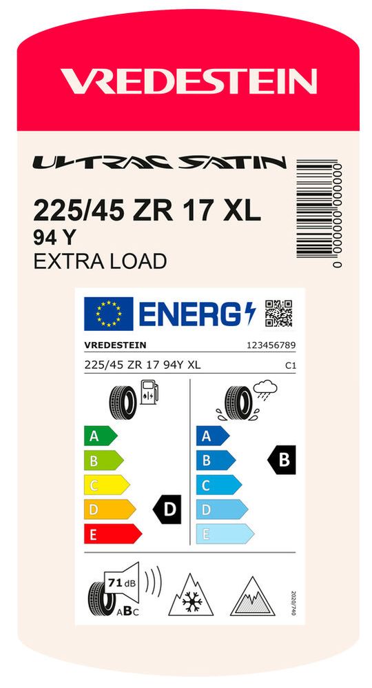 Kennzeichnungspflicht bei Autoreifen: Beispiel eines Vredestein-Labels.(Bild:  Auto-Medienportal.Net/Vredestein)