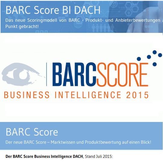 BARC untersucht und vergleicht erstmals Business-Intelligence-Anbieter in Deutschland, Österreich und der Schweiz. BARC untersucht und vergleicht erstmals Business-Intelligence-Anbieter in Deutschland, Österreich und der Schweiz.