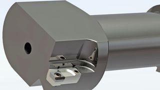 Bild 1: Beim Bearbeiten mit dem PKD-Aufrauwerkzeug wird eine definierte Struktur mit geometrisch bestimmter Schneide in das Bauteil eingebracht. (Bild: Gühring)