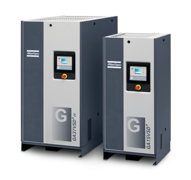 Die Schraubenkompressoren der Baureihe GA VSD+ bietet Atlas Copco jetzt bis 37 kW Leistung an. (Bild: Atlas Copco)