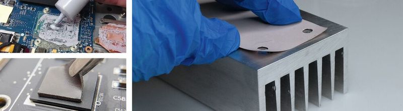 Bild 3: Leistungsfähige einfach zu verarbeitende Wärmeleitfolien zum Ersatz der heute oft verwendeten Wärmeleitpasten oder thermischen Pads zur Entwärmung von Leistungselektroniken.