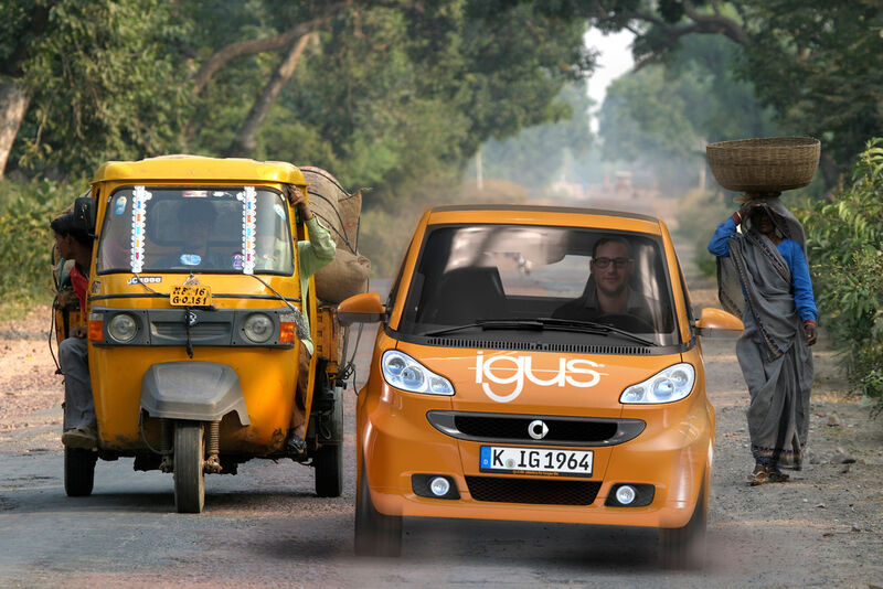 Momentan noch eine Bildmontage, bald tatsächlich auf indischen Straßen unterwegs: Der Iglidur-Kleinwagen. (© Melissa Schalke - Fotolia)