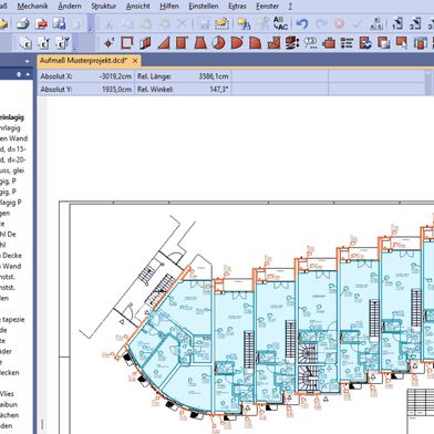 DIG-CAD-7-Aufmaß 5.0 mit Aufmaßebenen aus dem Leistungsverzeichnis. (Bild: MWM Software & Beratung GmbH)