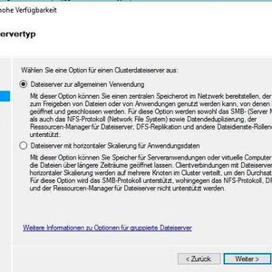 Über einen Assistenten wird der Scale-Out-File-Server im Failovercluster-Manager erstellt.