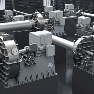 Exemplarische Darstellung einer 11-stufigen Verdichteranlage von Piller: Sechs VapoFlex-Maschinen (Zug 1) und fünf weitere VapoFlex (Zug 2).(Bild:  Piller Blowers & Compressors)