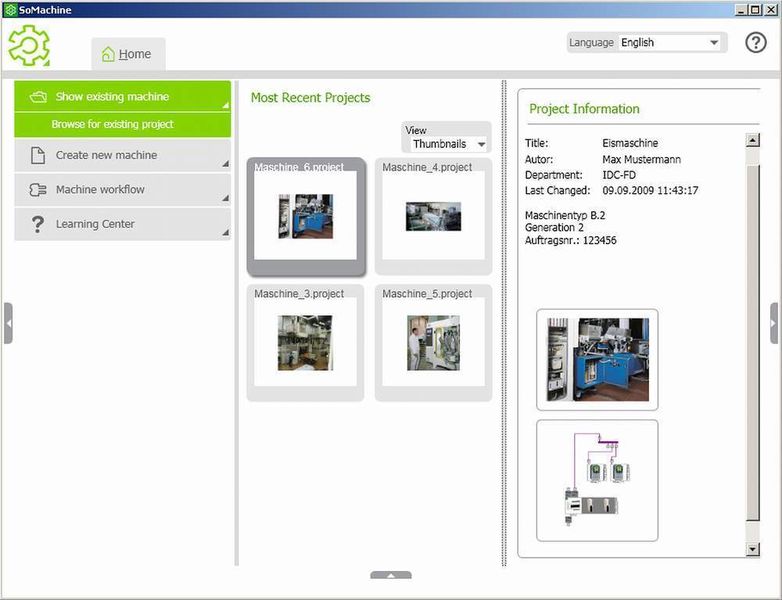 Die Software Somachine:  Auswahl eines Projekts (Archiv: Vogel Business Media)