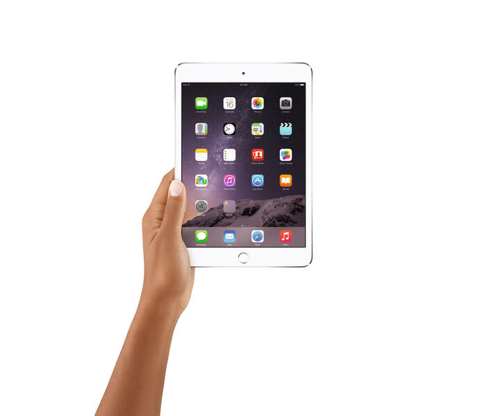 Beim iPad Mini 3 kommt der A7-Chip mit 64-Bit Architektur und der M7 Motion Coprozessor zum Einsatz. (Bild: Apple)