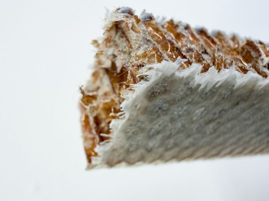 Recyclable: With the right solvent and a little heat, the “sandwich” can be broken down into its individual components.(Source:  Empa)