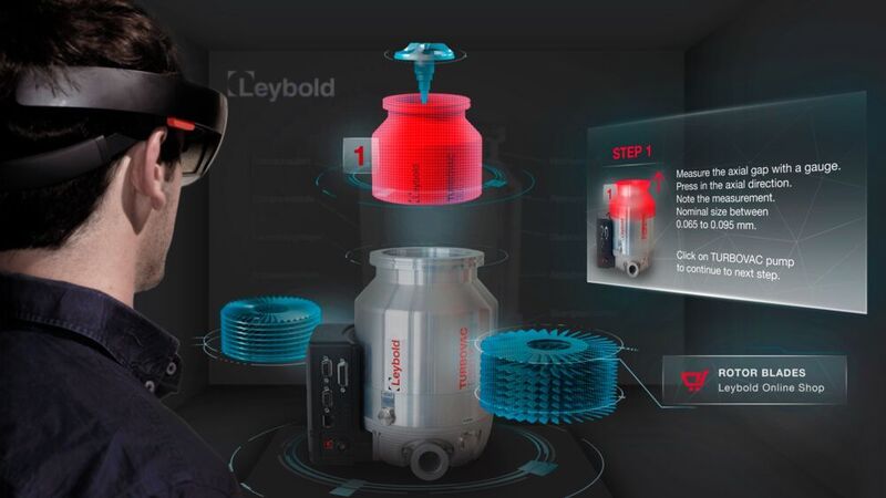 Der Vakuumpumpen-Hersteller Leybold setzt mit der App ‚Reflekt One‘ Augmented-Reality-Anwendungen im Vertrieb und im Kundenservice vor Ort ein.  (Reflekt)
