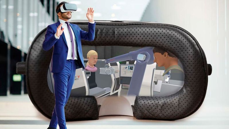 Virtuelle Konferenz in 3D via VR-Brille(Bild:  rooom)