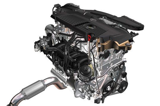 Die drei neuen Vierzylinder sind aus den V6- und V8-Bluedirect-Motoren abgeleitet. (Foto: Mercedes)