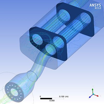 Bild 3: Detailansicht des Schalldämpfers (Bild: Ansys)