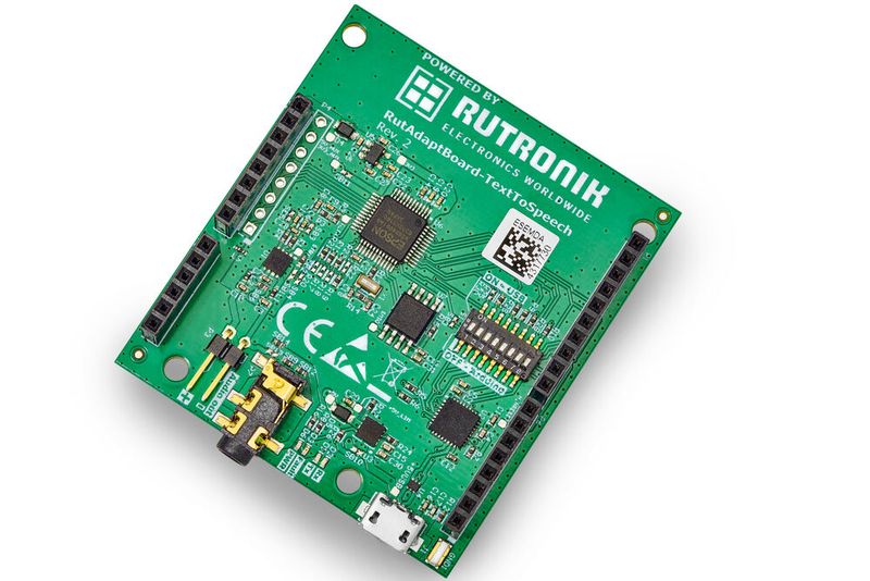 Text To Speech – Rutronik Adapter Board für einfache Implementierung von Sprachausgaben. (Bild: Fotostudio Guenther Eisingen - Rutronik Elektronische Bauelemente GmbH)