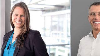 Bechtle-Clouds-Geschäftsführerin Melanie Schüle und Schwarz-Manager Markus Schwind arbeiten ab sofort bei der Vermarktung von Stackit zusammen. (Bild: Bechtle / Schwarz IT)