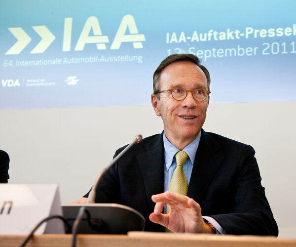 Vom 15. - 25. September findet in Frankfurt am Main wieder die IAA statt: VDA-Präsident Matthias Wissmann bei der Auftaktpressekonferenz am 12.9.2012 (Archiv: Vogel Business Media)
