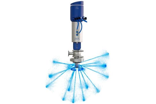 Die gesteuerten rotierenden Retraktoren können den Wasser- und Reinigungsmittelverbrauch um bis zu 55 Prozent im Vergleich zu statischen Sprühkugeln reduzieren. (Bild:  Alfa Laval  )