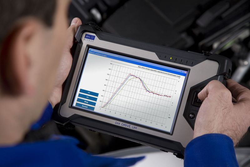 Der AVL-Tester kann ermittelte Werte sowohl als Zahlengröße als auch in Form von Grafen ausgeben.  (Foto: AVL)