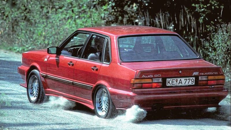 Im Typ B2 bot Audi erstmals seinen Quattro-Antrieb an. Abt packte in einen solchen den Fünfzylinder-Turbo aus dem Urquattro und erschuf damit „Deutschlands schnellsten Audi 80“. (Bild: Abt)