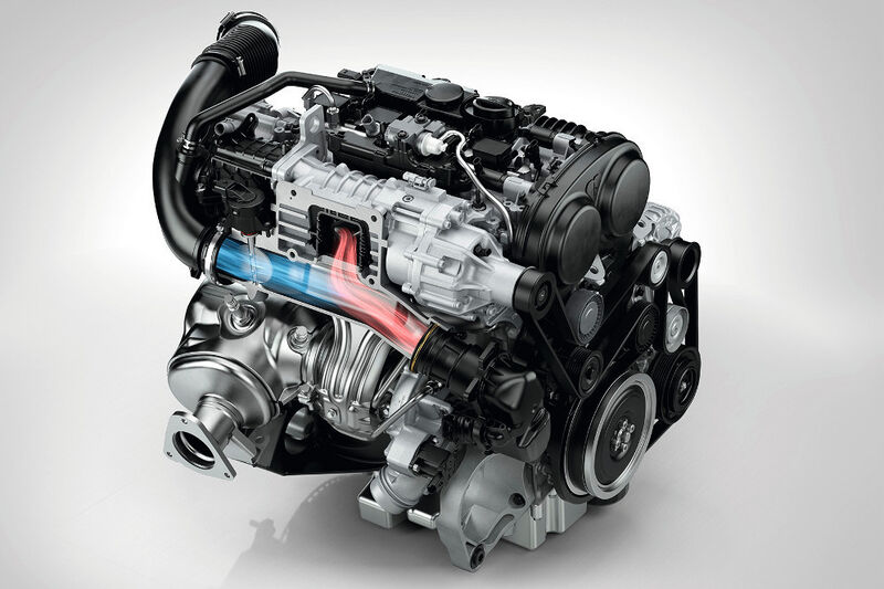 In seiner stärksten Version schafft der Drive-E-Ottomotor von Volvo 225 kW/306 PS. Die Aufladung geschieht per Kompressor und Turbolader. (Volvo)