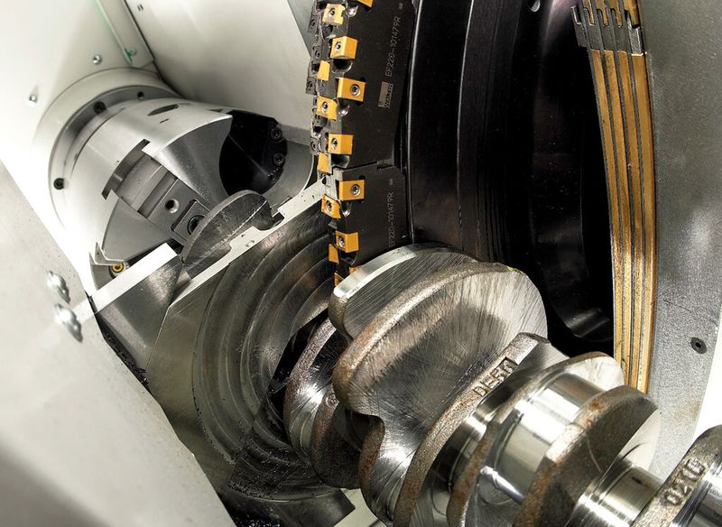 An der EMO 2013 in Hannover wird die RFK für das Aussenfräsen sogenannter «Light Duty»-Kurbelwellen zu sehen sein. (Bild: Heller)