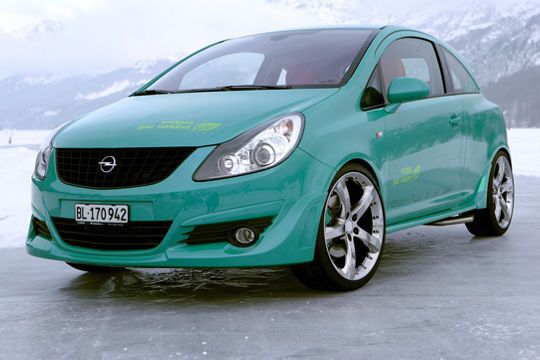 2007 folgte auf dem Genfer Autosalon eine Opel Corsa CNG Studie mit 74 kw/100 PS und einer CO2-Emission von 117 g/km. Trotz der kleineren Karosserie hatte der Wagen einen Gasvorrat für 510 Kilometer an Bord. Leider blieb es bei einer Studie. (Archiv: Vogel Business Media)