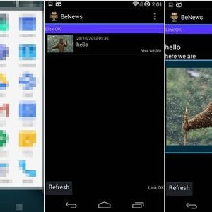 Screenshots der App BeNews:Der Schädling nutzt CVE-2014-3153, eine Sicherheitslücke in Android, über die sich lokal Privilegien erhöhen lassen.