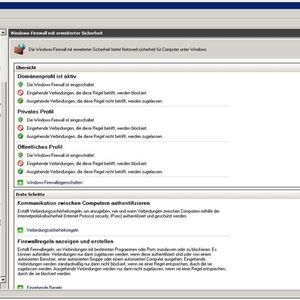 Abbildung 1: Windows Server 2008 ist sofort nach der Installation über eine Firewall gesichert.