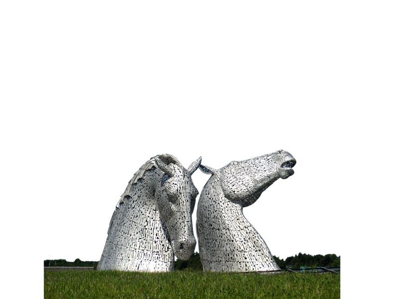 Die Statuen „The Kelpies“, benannt nach den übernatürlichen Wassergeistern aus der keltischen Mythologie, sind die größten Pferdeskulpturen der Welt.  (Tata Steel_© Luiz / Fotolia.com)