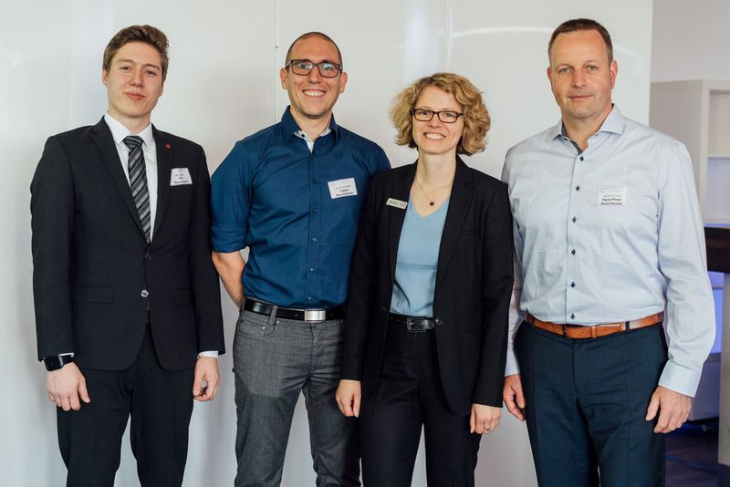 (v. l.) Tim Peinemann (C&P), Lukas Raunheimer (nexcon-IT), Stephanie Pelch (C&P) und Hans-Peter Kohnhäuser (nexcon-IT) (dbc (deutschlands business-cloud))
