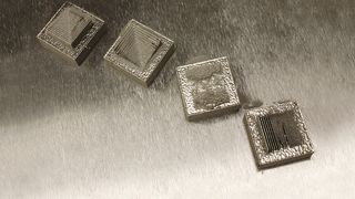 One of two illustrations of the effect of part orientation. The part below was produced by three different additive manufacturing suppliers. The components they delivered were all different, because each supplier chose to orient the part in a different way. At right, delicate features are produced with differing levels of success depending on their orientation with respect to the machine’s moving blade. (Source: Gardner)