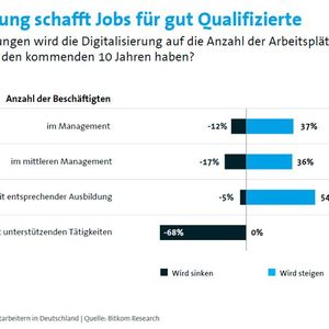 Arbeitnehmer die ihre digitale Kompetenz weiterbilden, werden in Zukunft mehr Chancen auf dem Arbeitsmarkt haben.(Bild:  Bitkom)
