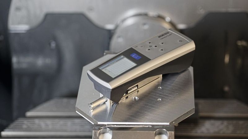 Das Handysurf bei der fertigungsbegleitenden Oberflächenmessung in einer CNC-Fräsmaschine. (Bild: Accretech)